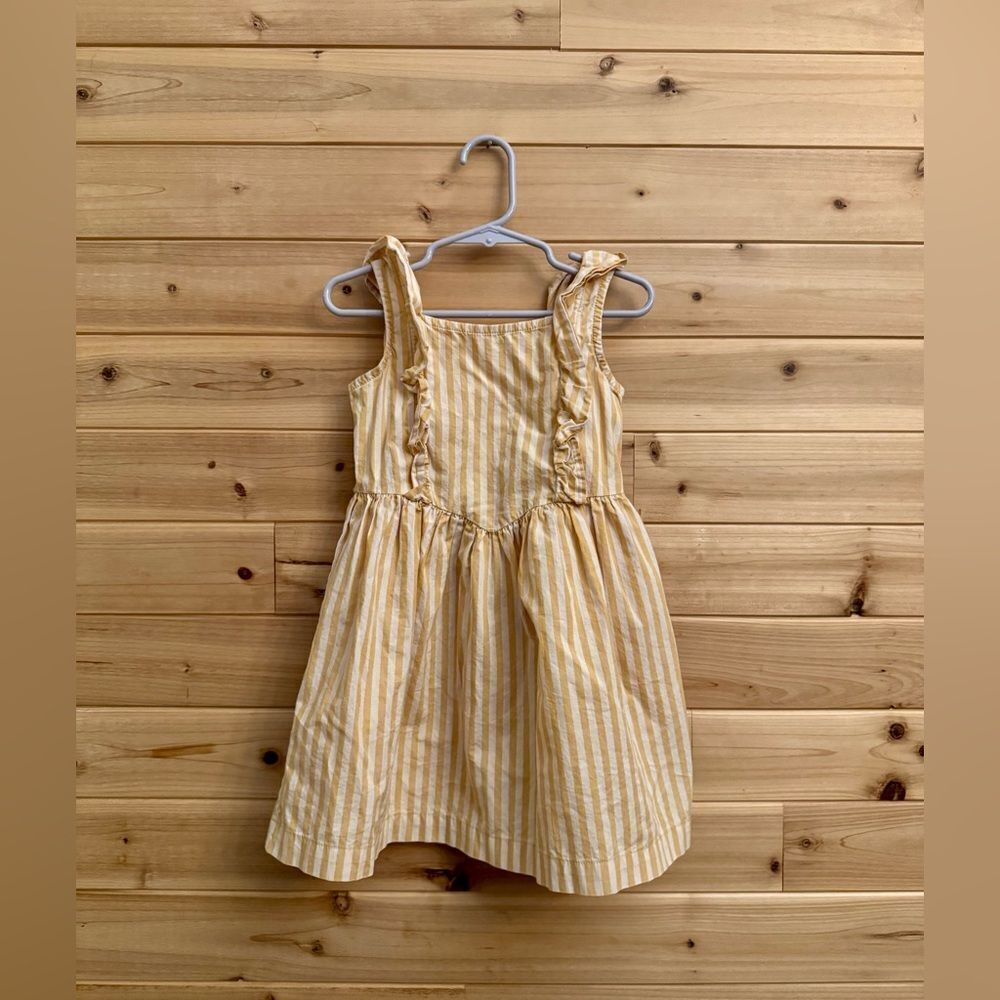 Hanna Andersson Size 100/4 Mustard Yellow Pinstripe Sleeveless Dress